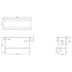 Commercial Work table Stainless steel Bottom shelf 1500x600x900mm - WTG600X1500
