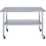 Commercial Mobile Stainless Steel Work Table Bottom shelf 1500x600x900mm - WT60150GMOBILE