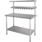 Stainless Steel Prep table 11 x GN1/9 & Top shelf & Undershelf - WTG60150