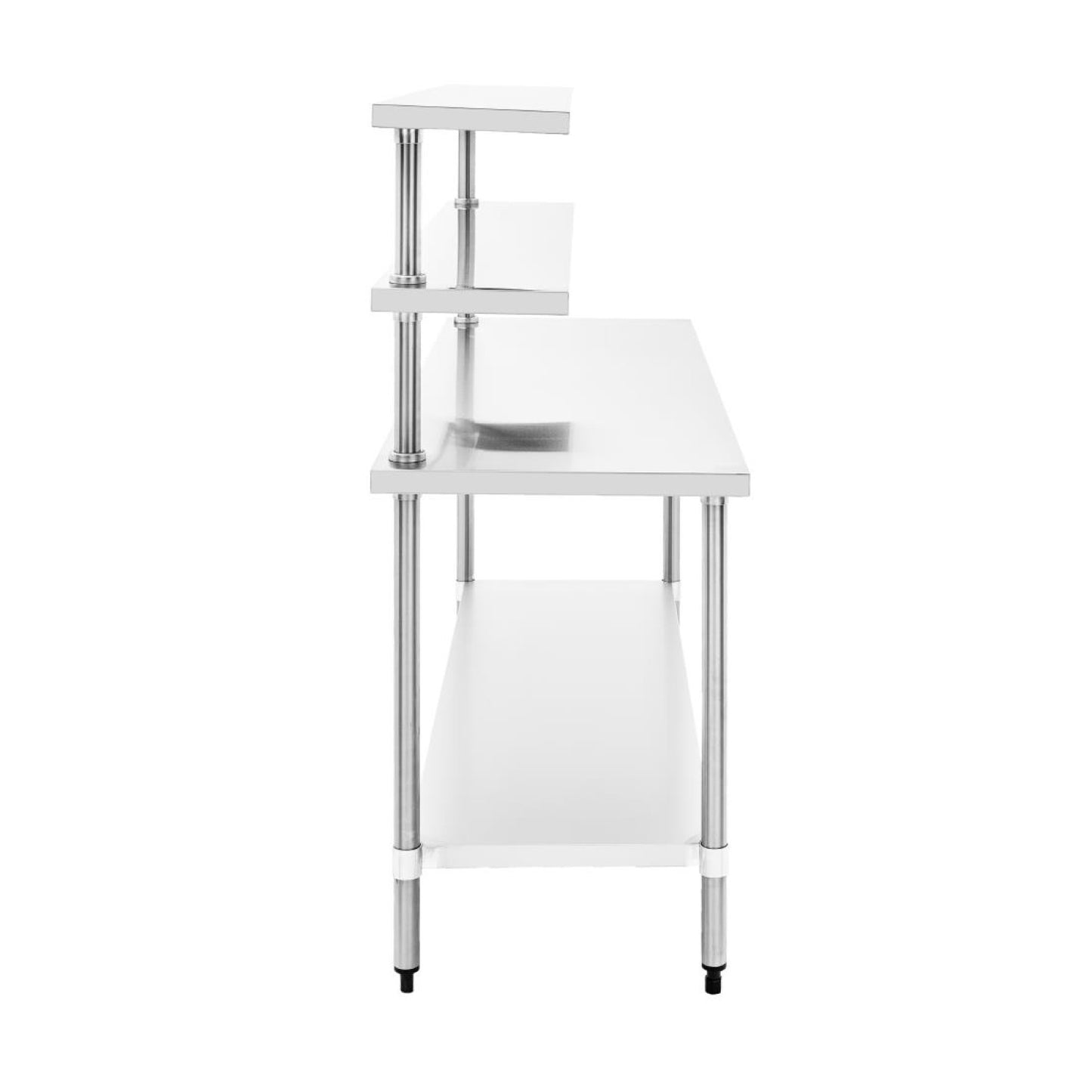 Adexa WTS60120 Stainless Steel Prep Table 1200mm — angled side view showing full height and shelf configuration