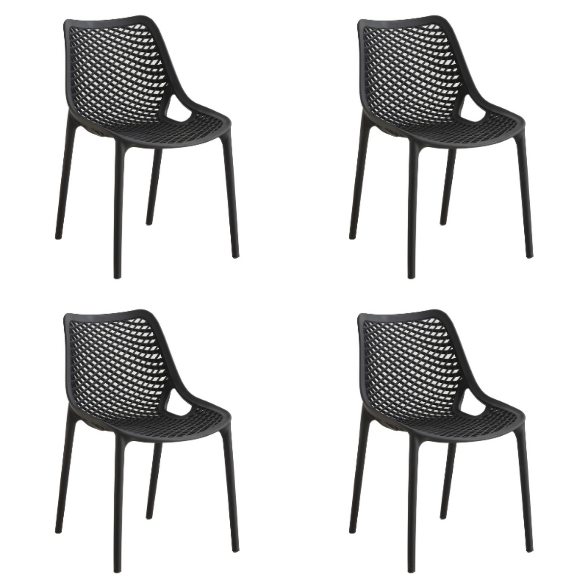 Bistro Dining Chair Plastic Black Indoors & Outdoors - WW036BLACK