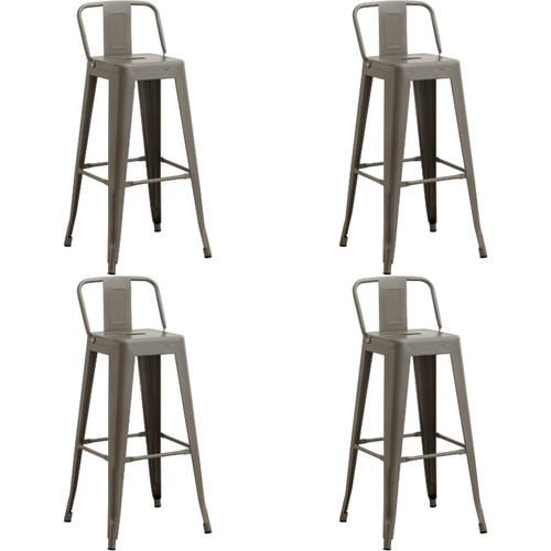 High Bar Stool Steel Grey with Backrest Indoors - WW62DG