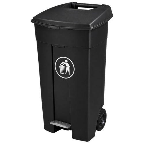 Commercial Pedal Waste Bin 120L Black Polypropylene 560 x 475 x 890mm - XDL120B6BLACK