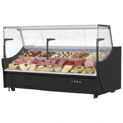 Serve Over Deli Counter Straight Glass Front 1520×1050×1230mm Black - YFCSC1520V1