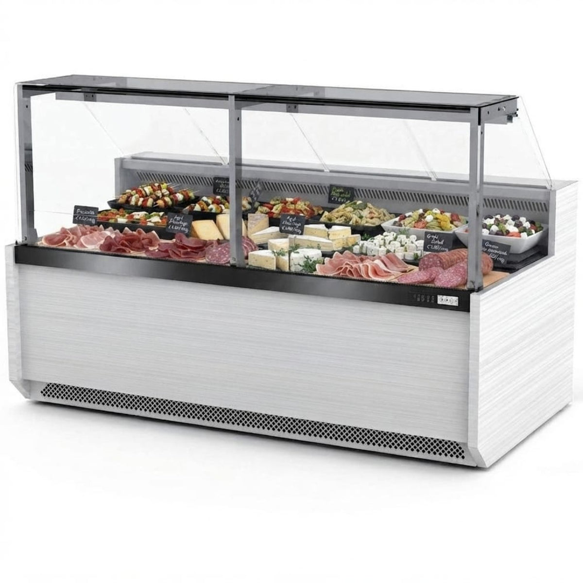 Serve Over Deli Counter Front Straight Glass Front Width 2580mm White - YFCSC2580T1WHITE