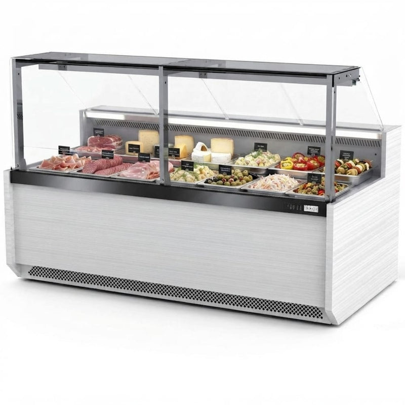 Serve Over Deli Counter Front Straight Glass Front Width 995mm White - YFCSC995T1WHITE