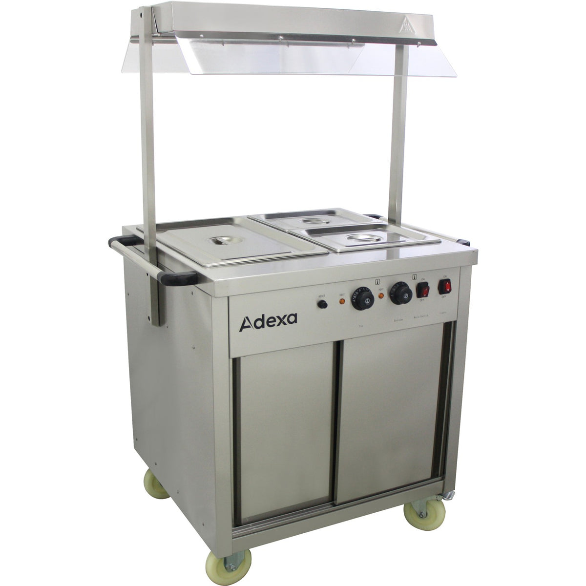Mobile Bain Marie top Hot Cupboard with Heated Sneeze Guard - YH2W