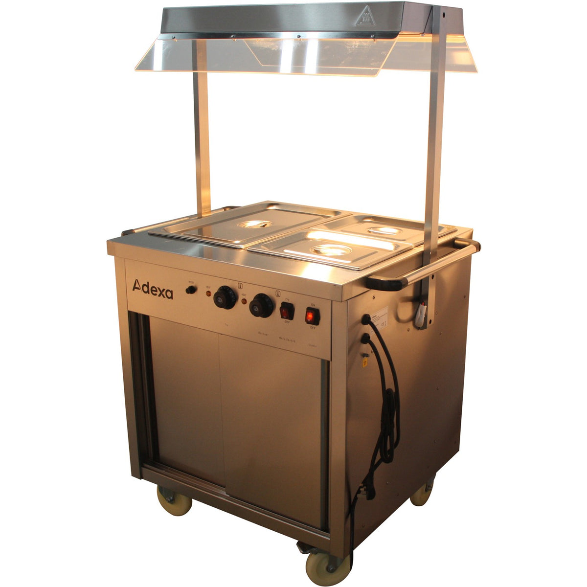 Mobile Bain Marie top Hot Cupboard with Heated Sneeze Guard - YH2W
