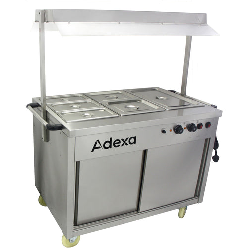 Mobile Bain Marie top Hot Cupboard with Heated Sneeze Guard - YH3W