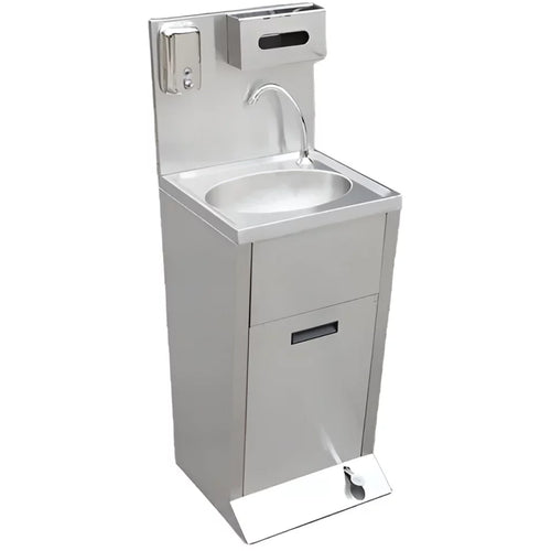 Stainless Steel Foot Operated Hand Wash Sink with Dispenser Panel 430x400x1250mm - YLS46H