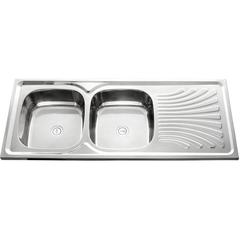 Double Bowl Stainless Steel Sink with Drainer 1200x500x180mm - YNG202