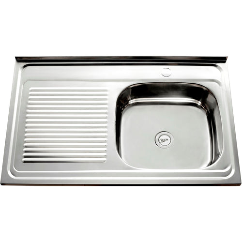 Stainless Steel Sink Single Bowl with Left Drainer 800x500x150mm - YNG216