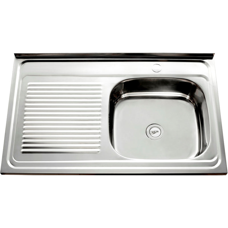 Stainless Steel Sink Single Bowl with Left Drainer 800x500x150mm - YNG216