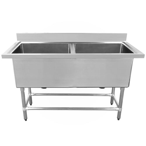 Commercial Pot Wash Sink Stainless steel 2 bowl 1410x600x900mm Round legs - YSA260141201