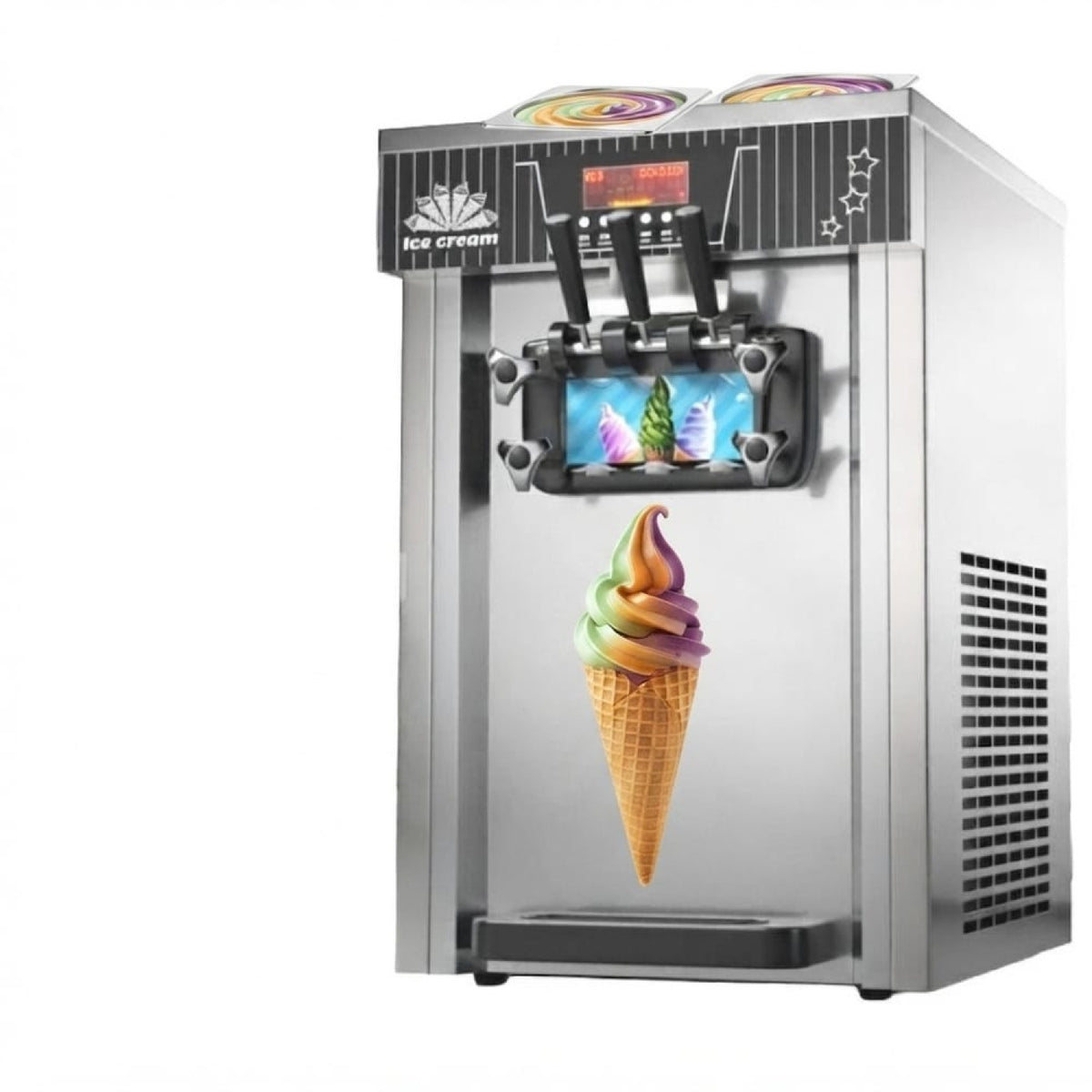 Commercial Upright Soft Serve Ice Cream Machine 18-20L/H 1300W R290 Twin Flavour - ZBBQL168