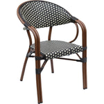 Bistro Rattan Chair Double Tube Aluminium Brown & Wood Finish - ZF2000C