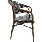 Bistro Rattan Chair Double Tube Aluminium Brown & Wood Finish - ZF2000C