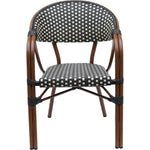 Bistro Rattan Chair Double Tube Aluminium Brown & Wood Finish - ZF2000C