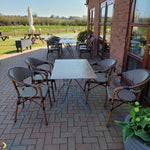 Bistro Rattan Chair Double Tube Aluminium Brown & Wood Finish - ZF2000C
