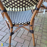 Bistro Rattan Chair Double Tube Aluminium Brown & Wood Finish - ZF2000C