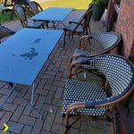 Bistro Rattan Chair Double Tube Aluminium Brown & Wood Finish - ZF2000C