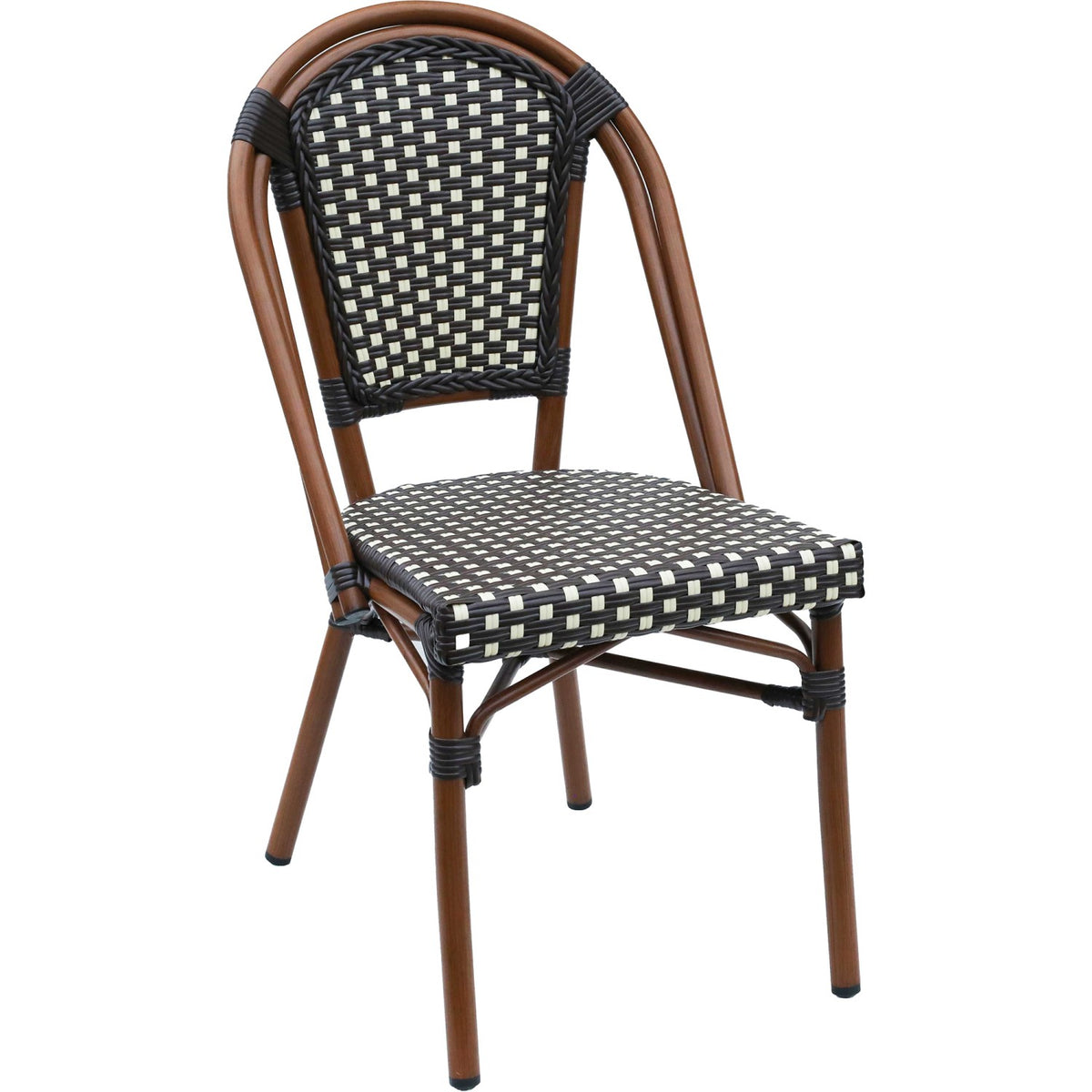 Bistro Rattan Chair Aluminium Brown & Wood Finish - ZF2003C