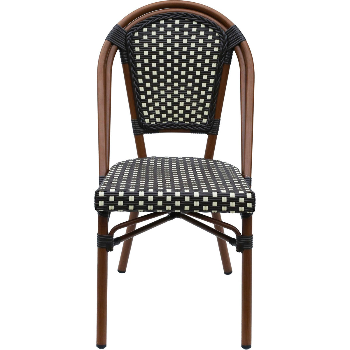 Bistro Rattan Chair Aluminium Brown & Wood Finish - ZF2003C