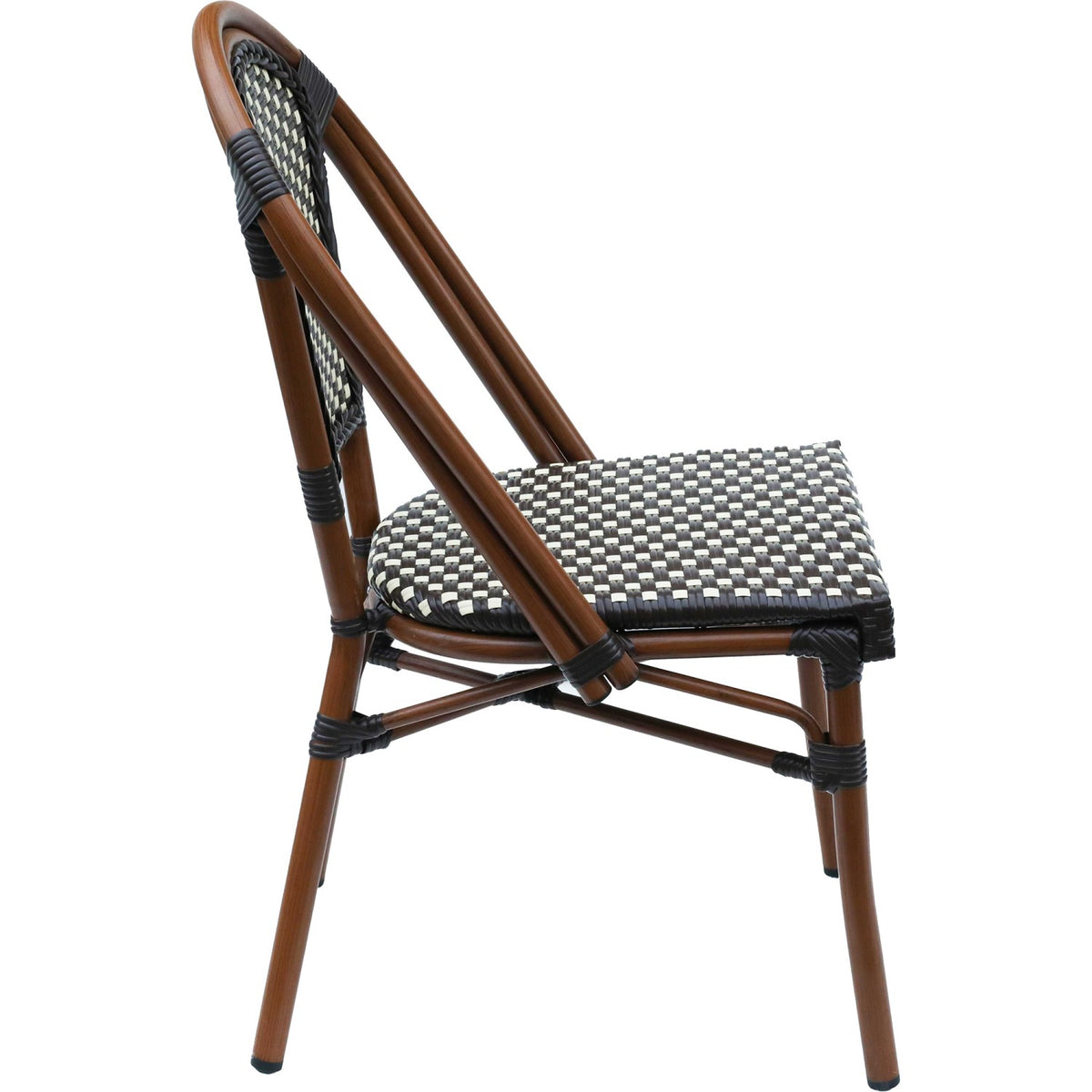 Bistro Rattan Chair Aluminium Brown & Wood Finish - ZF2003C