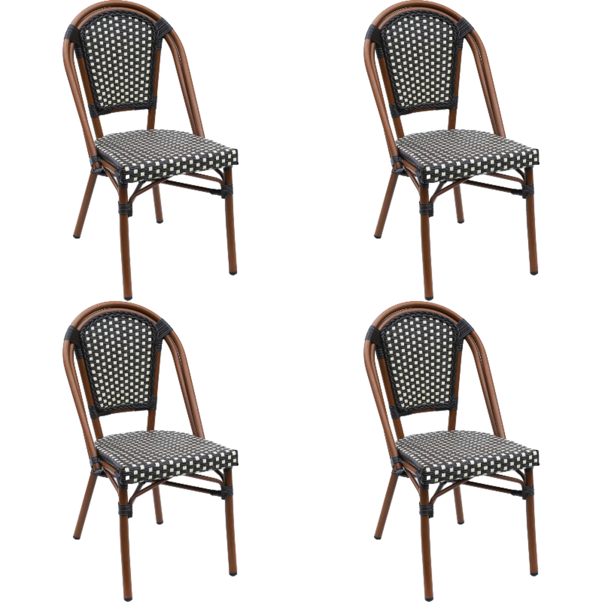 Bistro Rattan Chair Aluminium Brown & Wood Finish - ZF2003C