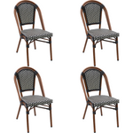 Bistro Rattan Chair Aluminium Brown & Wood Finish - ZF2003C