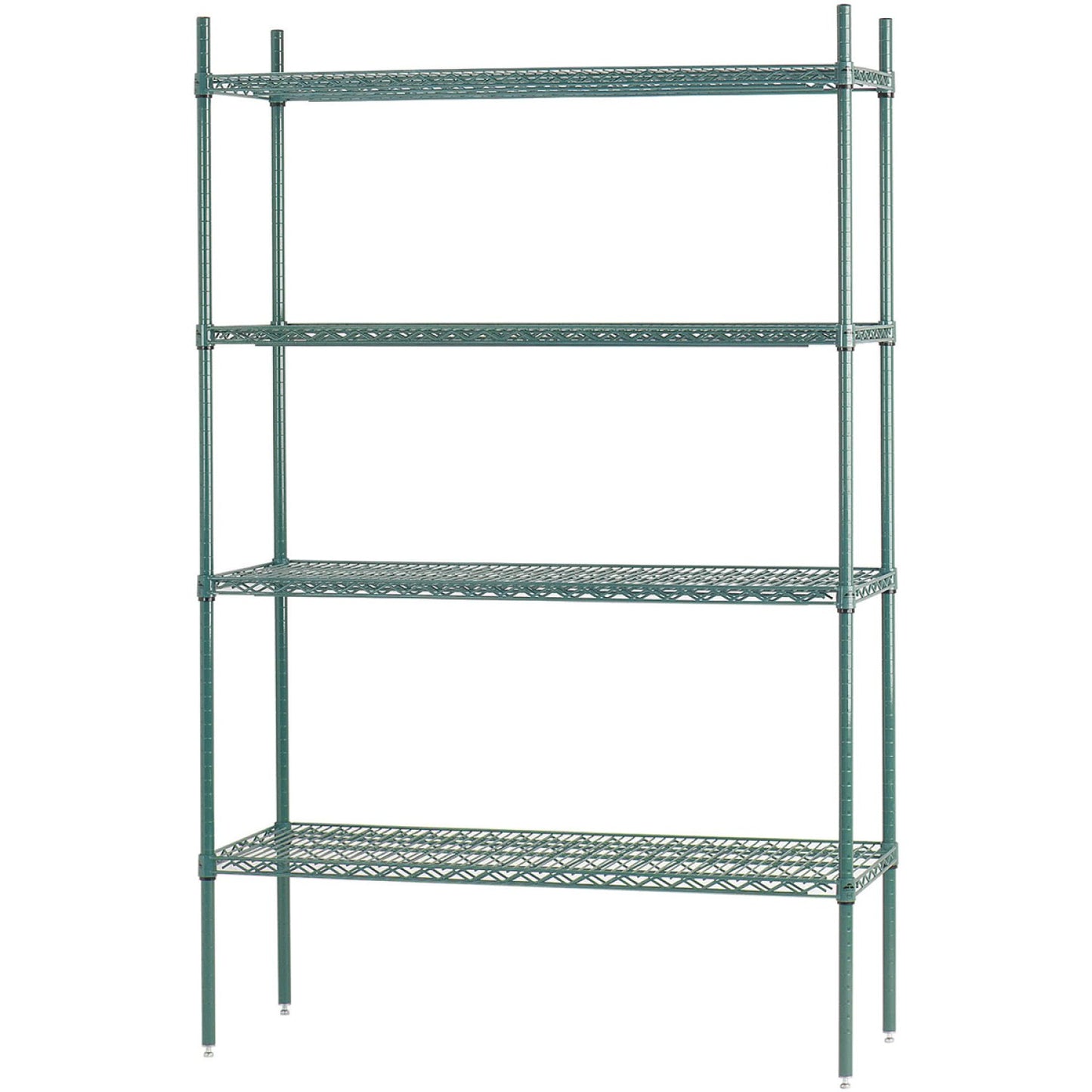 Commercial Shelving unit 4 tier 1000kg Width 900mm Depth 600mm Green Zink & Epoxy wire - ZG9060180A4