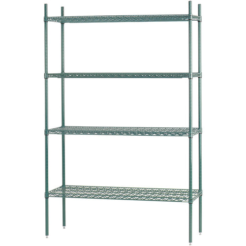 Commercial Shelving unit 4 tier 1000kg Width 900mm Depth 600mm Green Zink & Epoxy wire - ZG9060180A4