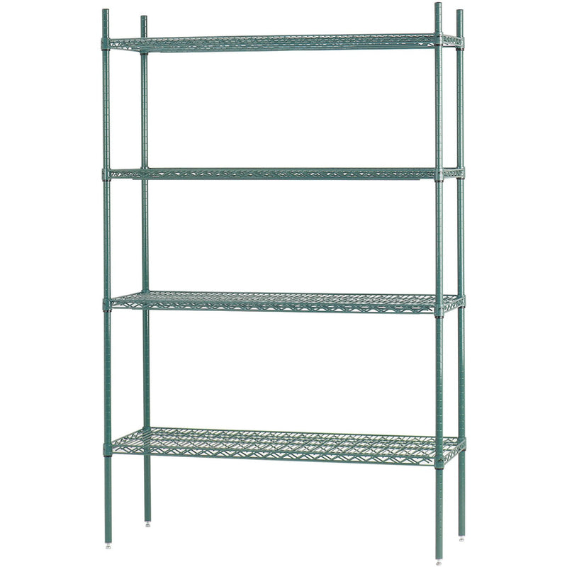 Commercial Shelving unit 4 tier 1000kg Width 900mm Depth 600mm Green Zink & Epoxy wire - ZG9060180A4