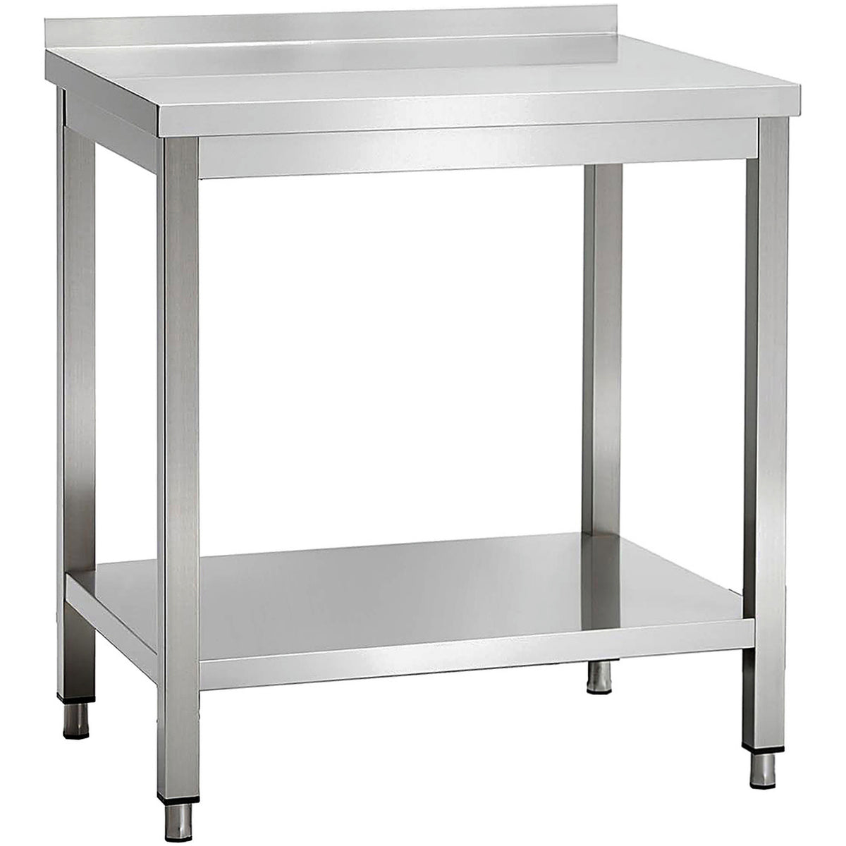Commercial Stainless Steel 2 Tier Work Table with Splashback 600 x 600 x 850mm - QNH66031