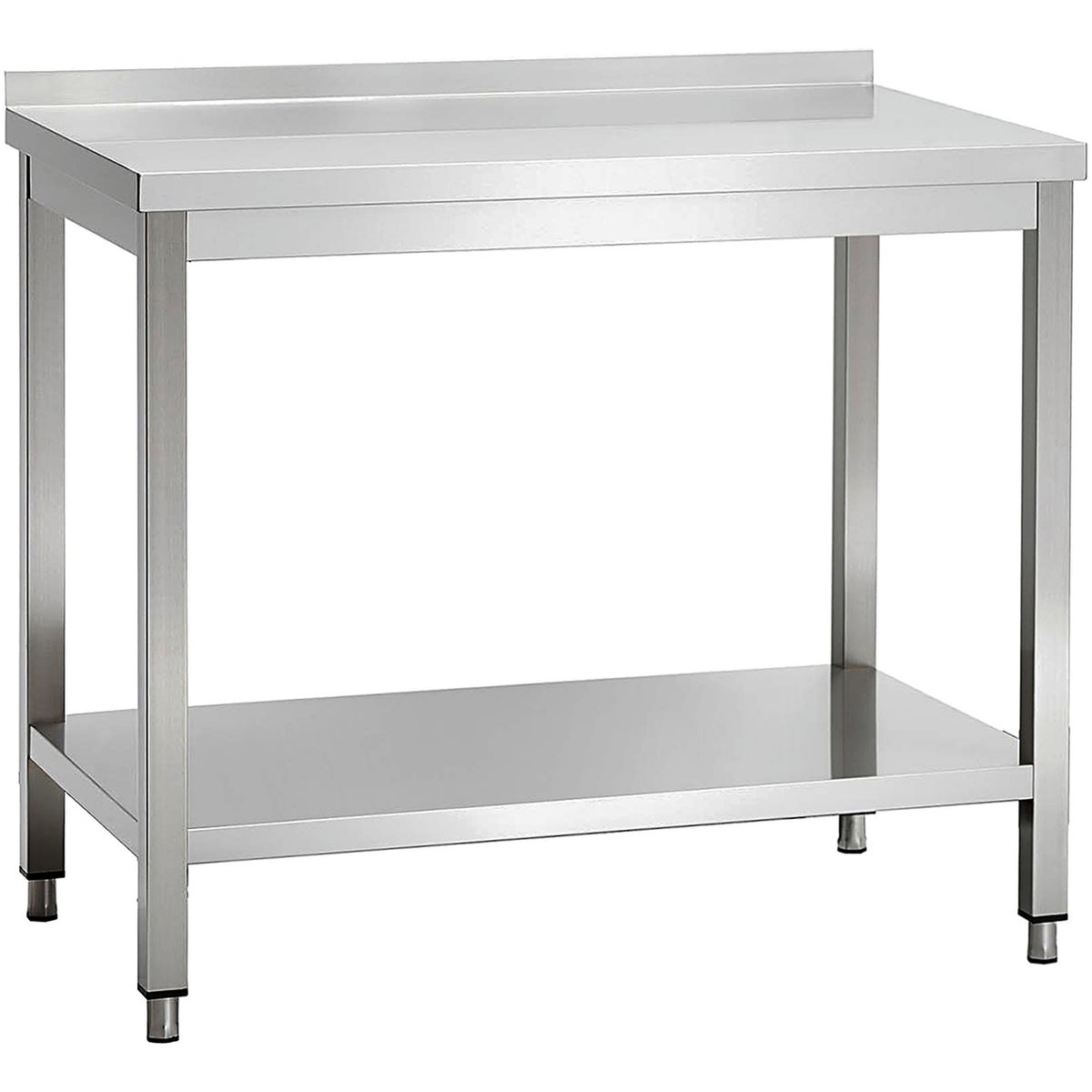 Commercial Stainless Steel 2 Tier Work Table with Splashback 900 x 600 x 850mm - QNH66034