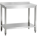 Commercial Stainless Steel 2 Tier Work Table with Splashback 900 x 600 x 850mm - QNH66034