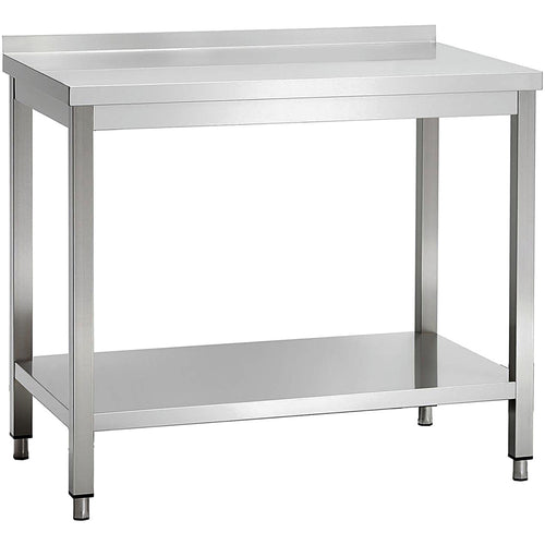 Commercial Stainless Steel 2 Tier Work Table with Splashback 900 x 600 x 850mm - QNH66034