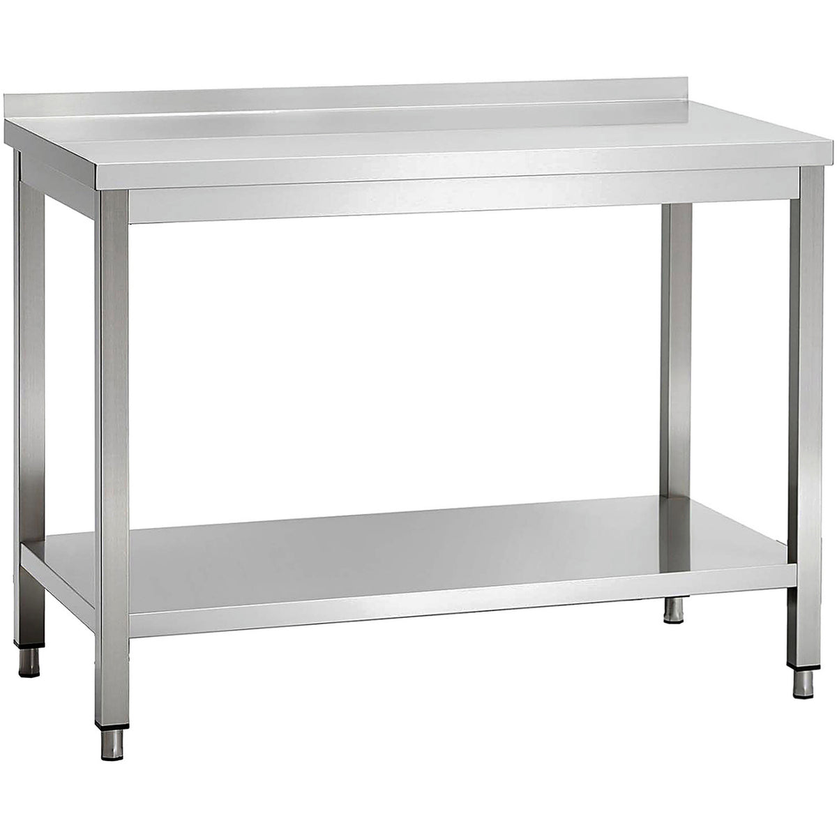 Commercial Stainless Steel 2 Tier Work Table with Splashback 1100 x 600 x 850mm - QNH66036