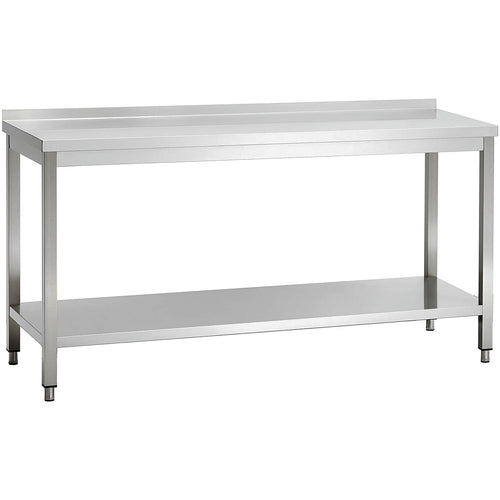 Commercial Stainless Steel 2 Tier Work Table with Splashback 1800 x 600 x 850mm - QNH66043