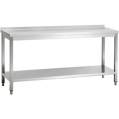 Commercial Stainless Steel 2 Tier Work Table with Splashback 1900 x 600 x 850mm - QNH66044