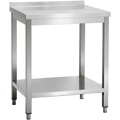 Commercial Stainless Steel 2 Tier Work Table with Splashback 600 x 700 x 850mm - QNH66046