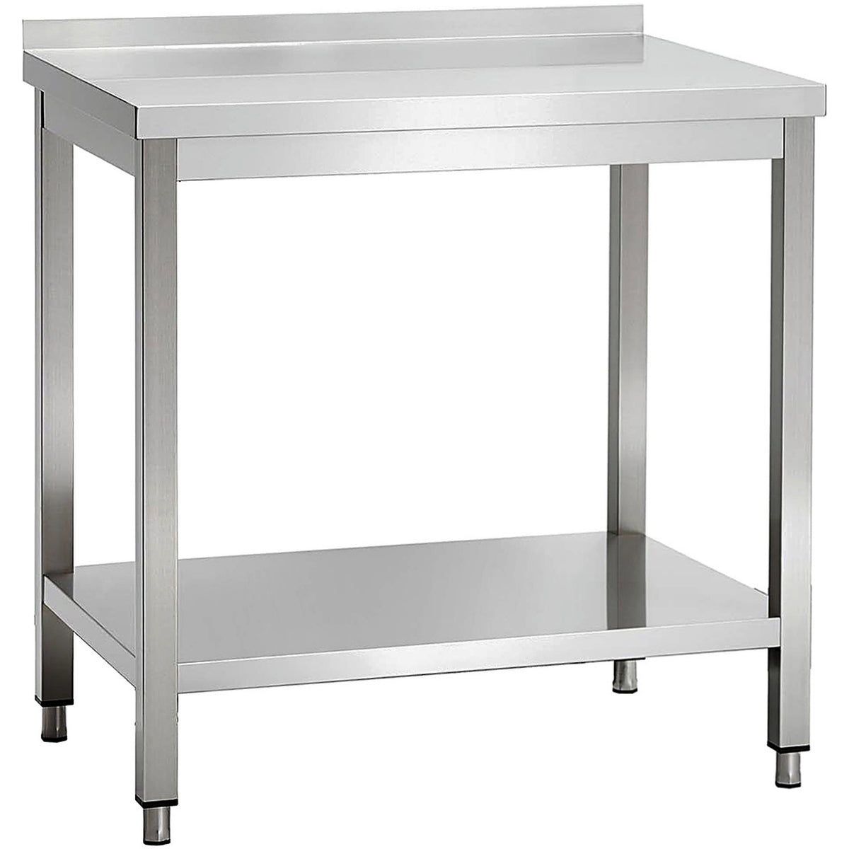Commercial Stainless Steel 2 Tier Work Table with Splashback 800 x 700 x 850mm - QNH66048