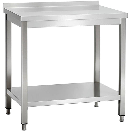 Commercial Stainless Steel 2 Tier Work Table with Splashback 800 x 700 x 850mm - QNH66048