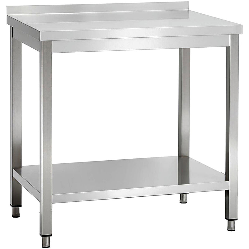 Commercial Stainless Steel 2 Tier Work Table with Splashback 800 x 700 x 850mm - QNH66048