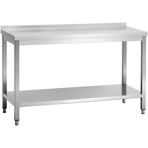 Commercial Stainless Steel 2 Tier Work Table with Splashback 1700 x 700 x 850mm - QNH66057