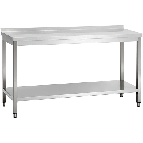 Commercial Stainless Steel 2 Tier Work Table with Splashback 1900 x 700 x 850mm - QNH66059