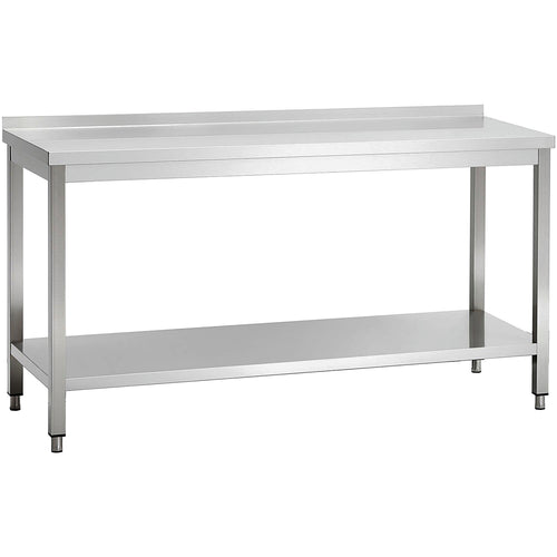 Commercial Stainless Steel 2 Tier Work Table with Splashback 2000 x 700 x 850mm - QNH66060
