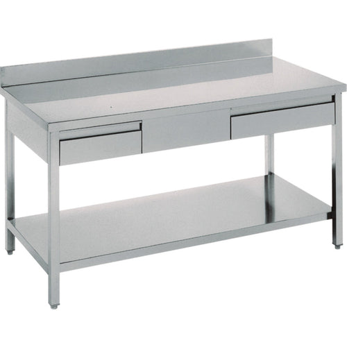 Professional Work table 2 drawers Stainless steel Bottom shelf Upstand 1800x600x900mm - THATS186A2D