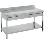 Professional Work table 2 drawers Stainless steel Bottom shelf Upstand 2000x700x900mm - THATS207A2D