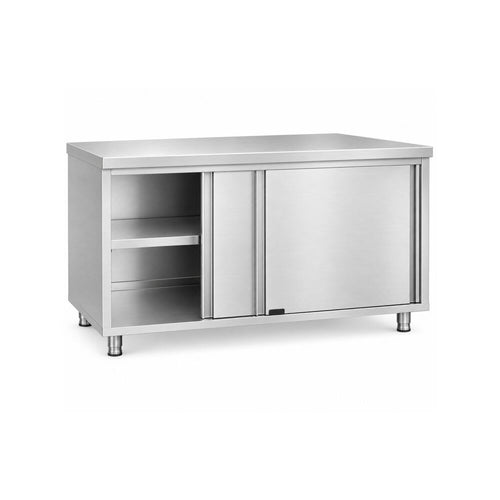 Commercial Stainless Steel Sliding Door Work Table Cabinet 1600x700x850mm - QNH330